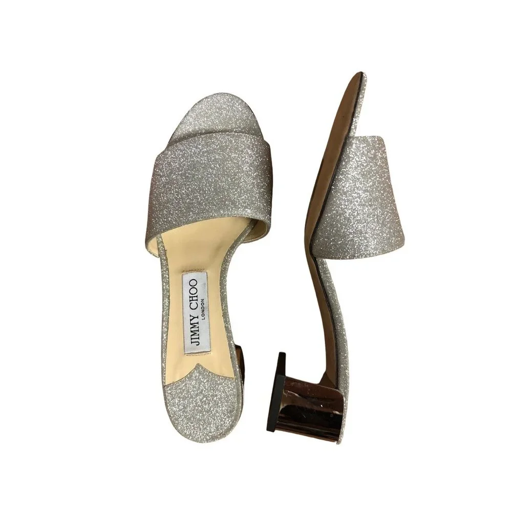 JIMMY CHOO 'STACEY 85' MULES Size 37.5 EUR Pre Owned - Picture 3 of 4